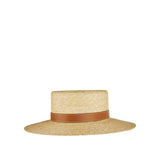 Straw hat with leather detail