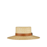 Straw hat with leather detail