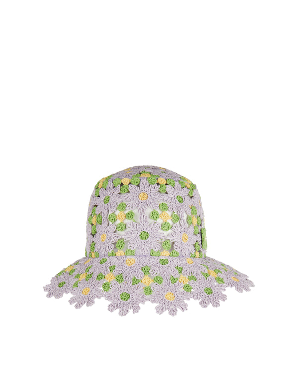 Crocheted raffia bucket hat