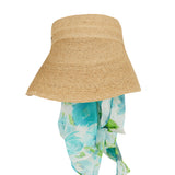 Chloé Printed silk-trimmed woven raffia sunhat