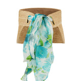 Chloé Printed silk-trimmed woven raffia sunhat