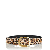 Leopard‑print leather belt