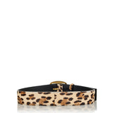Leopard‑print leather belt