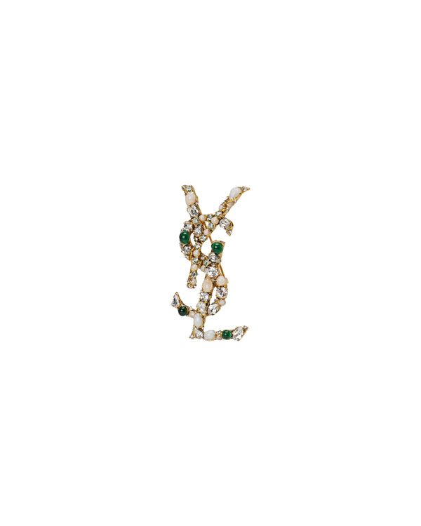Saint Laurent Cassandre crystal brooch