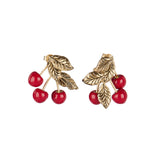 Cherry enamel and metal earrings