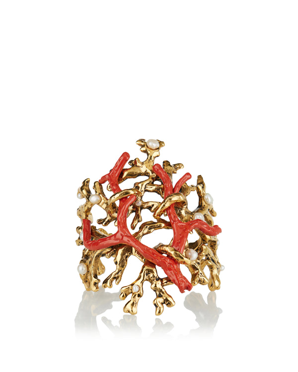Coral sculptural cuff bracelet