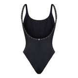 Embroidered one‑piece swimsuit