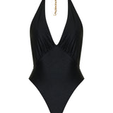 Saint Laurent Gathered halterneck swimsuit