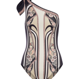 La DoubleJ One-shoulder swimsuit with ornamental print