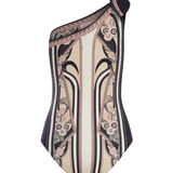 La DoubleJ One-shoulder swimsuit with ornamental print