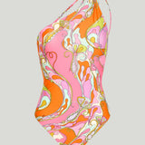 Pucci One-shoulder embellished printed swimsuit