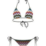 Missoni Pixel effect zigzag pattern triangle bikini set