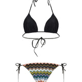 Missoni Pixel effect zigzag pattern triangle bikini set