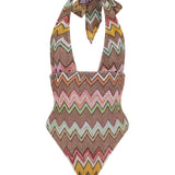 Missoni Zigzag lamé halterneck swimsuit