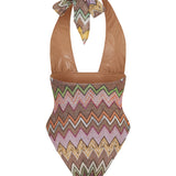 Missoni Zigzag lamé halterneck swimsuit