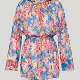 Anjuna Long-sleeve short floral kaftan