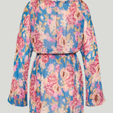 Anjuna Long-sleeve short floral kaftan