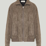 Frame Long-sleeve suede bomber jacket