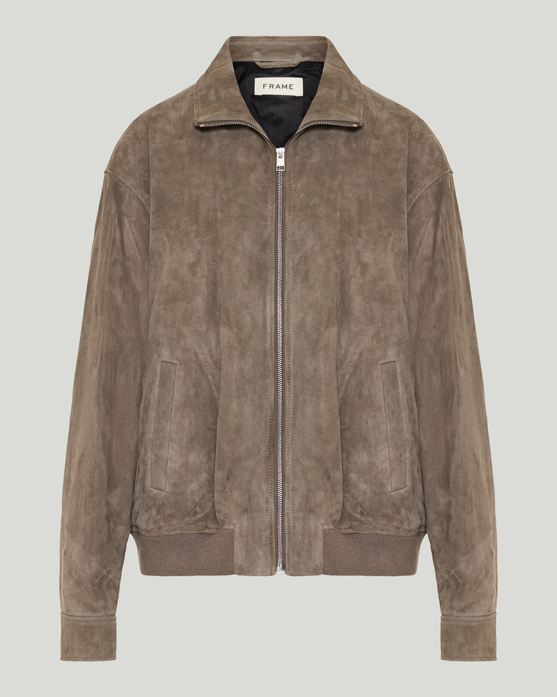Frame Long-sleeve suede bomber jacket