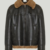 Saint Laurent Shearling-trim leather jacket