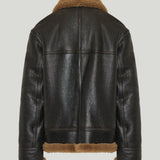 Saint Laurent Shearling-trim leather jacket