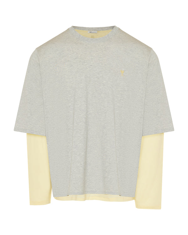 Ami Paris Double sleeve effect  Ami de Coeur cotton t-shirt