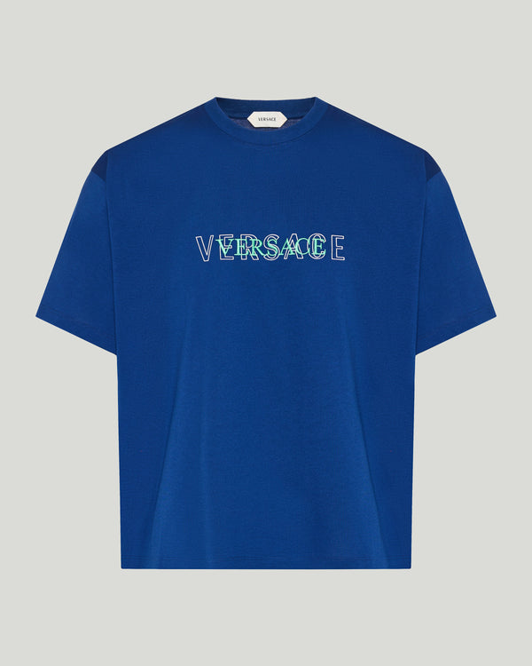 Versace Embroidered logo cotton jersey t-shirt