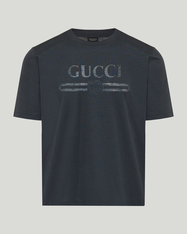 Gucci Logo cotton t-shirt with devoré detail