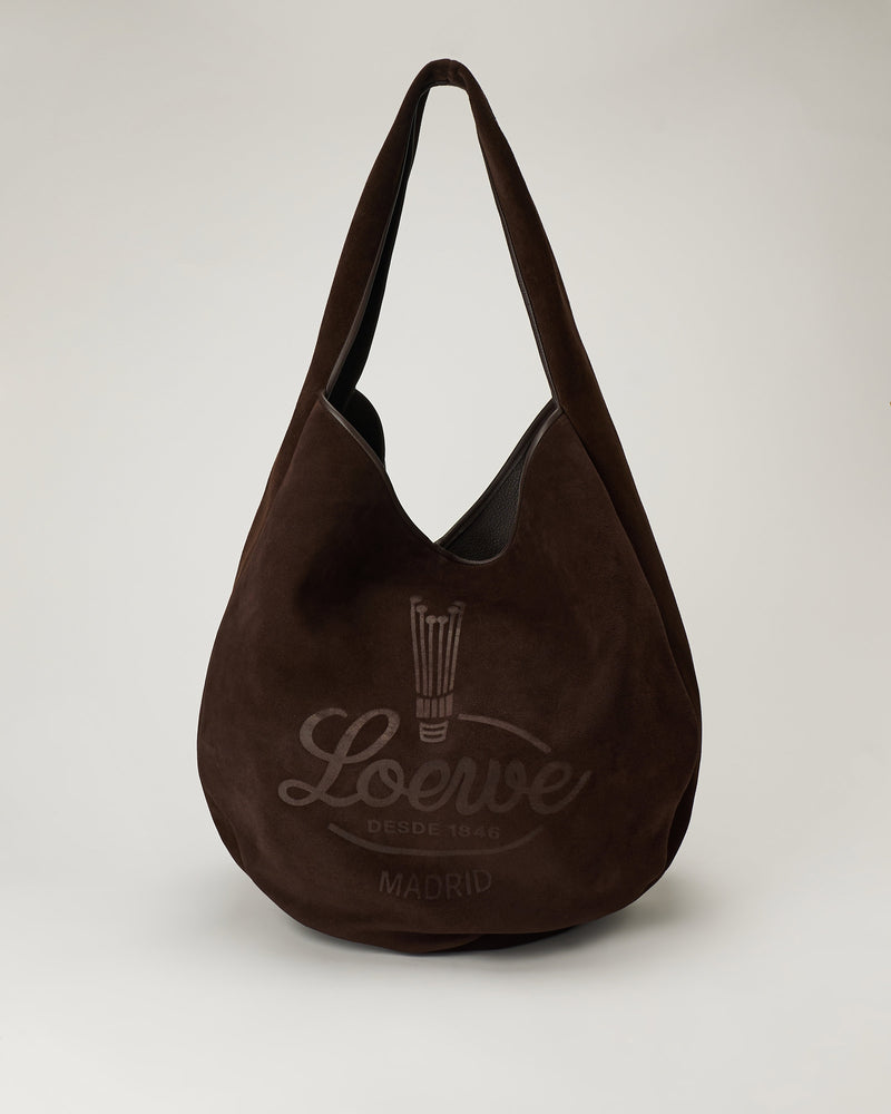 Loewe Logo-debossed leather-trimmed suede tote