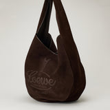 Loewe Logo-debossed leather-trimmed suede tote