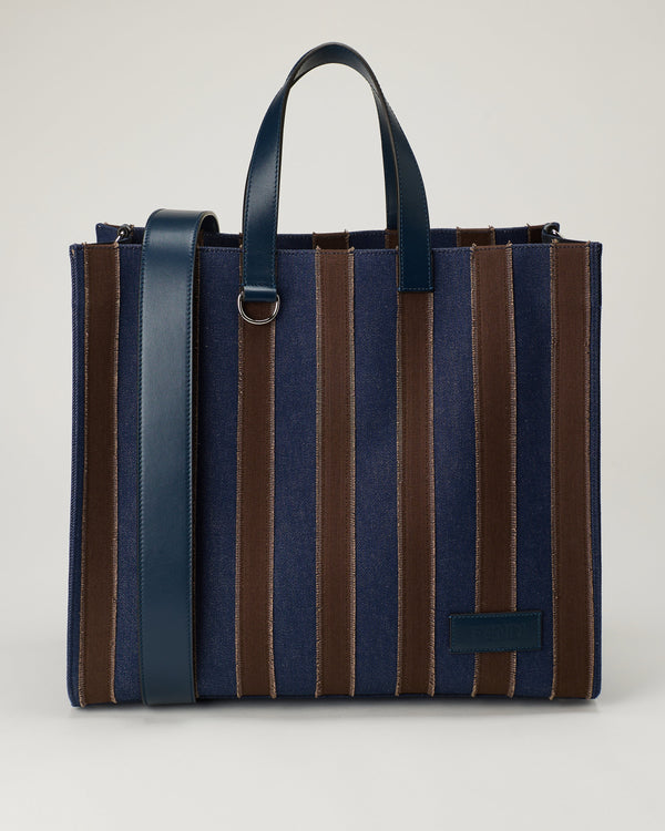 Fendi Pequin denim canvas tote