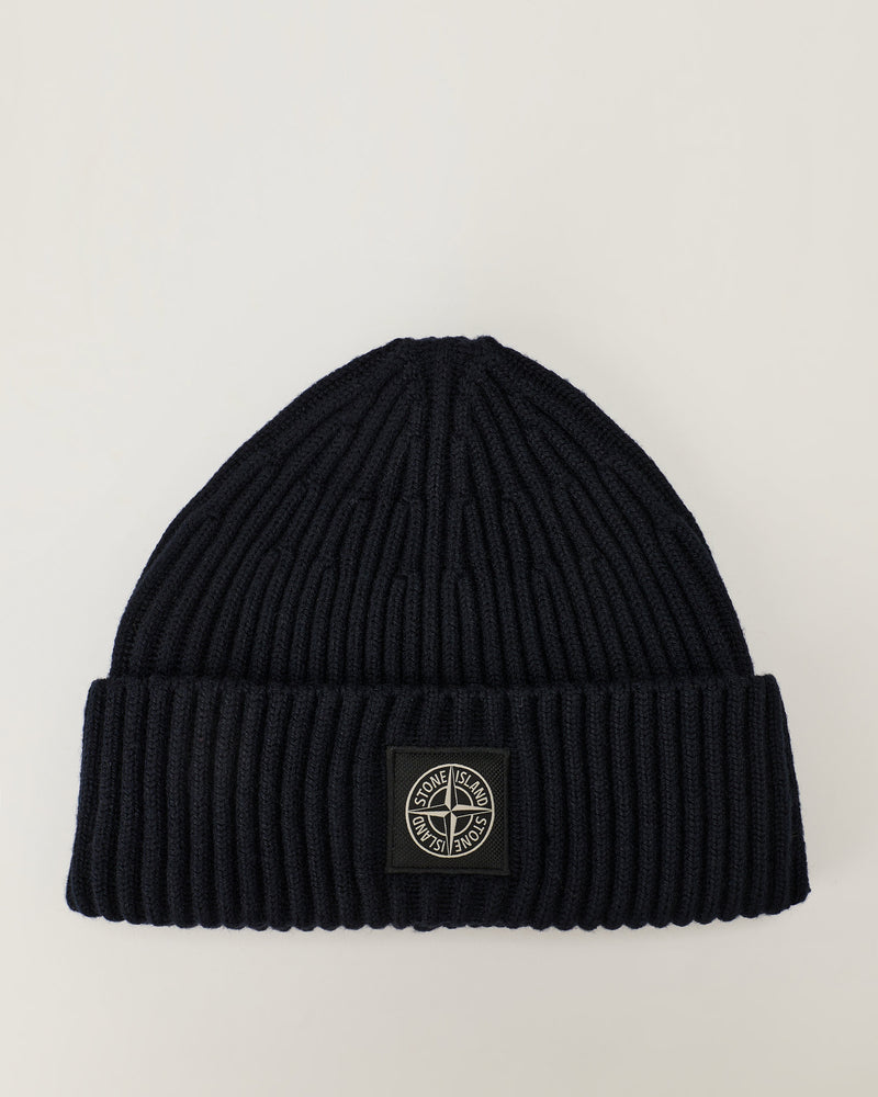Stone Island Logo patch ribbed knit beanie