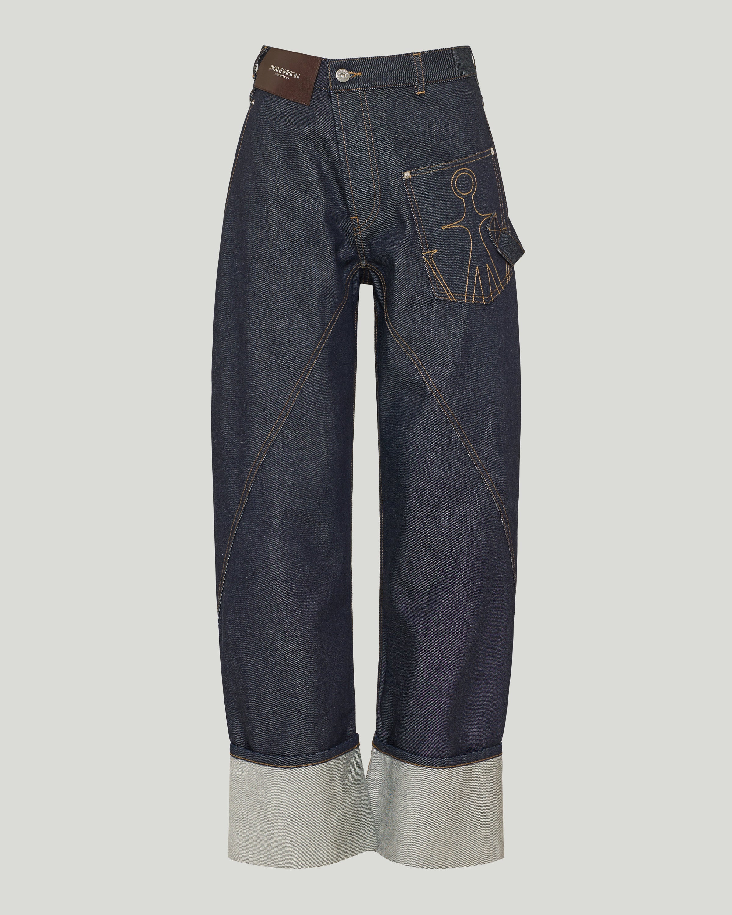 パンツ Jw Anderson Patchworked Jeans JW Anderson Twisted asymmetric embroidered high-rise jeans – Luisa