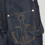 JW Anderson Twisted asymmetric embroidered high-rise jeans