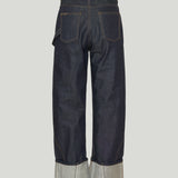 JW Anderson Twisted asymmetric embroidered high-rise jeans