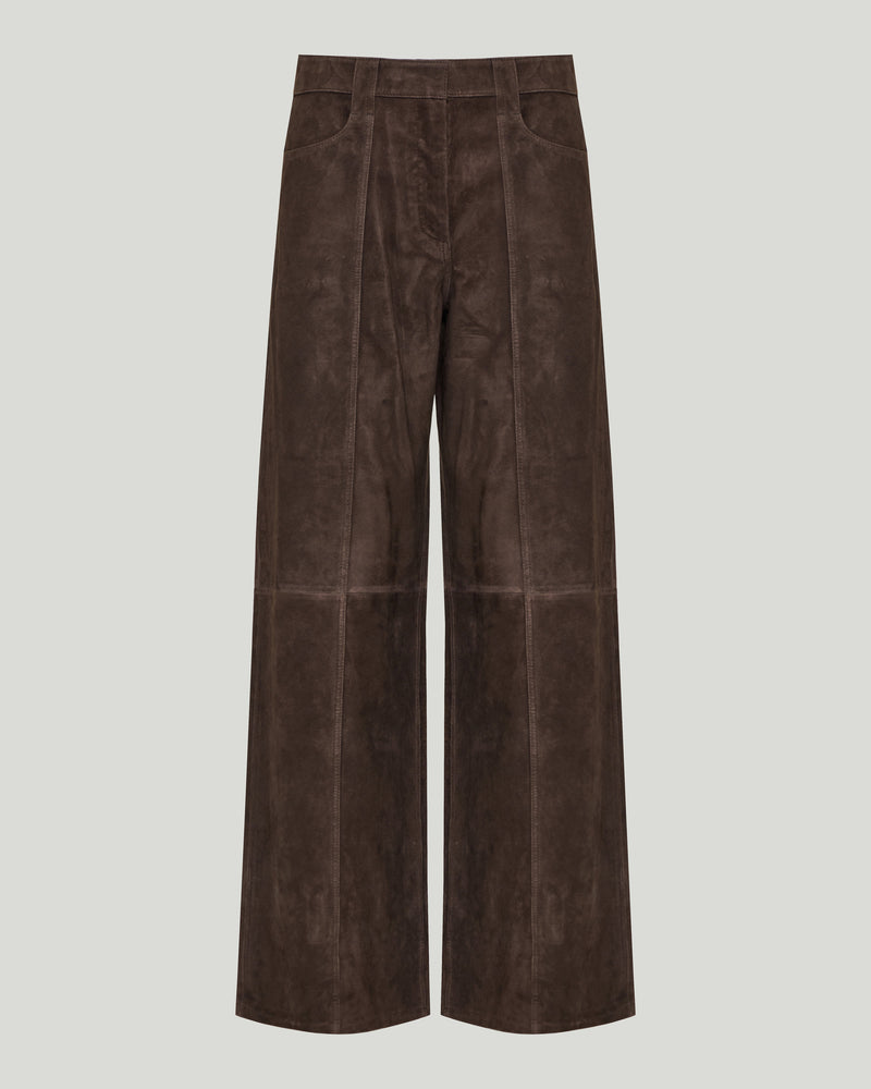 Theory wide-leg suede trousers