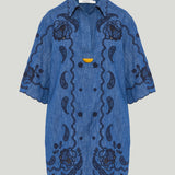 Zimmermann Embroidered cotton chambray mini dress