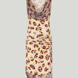 Rabanne chainmail-embellished floral satin midi dress