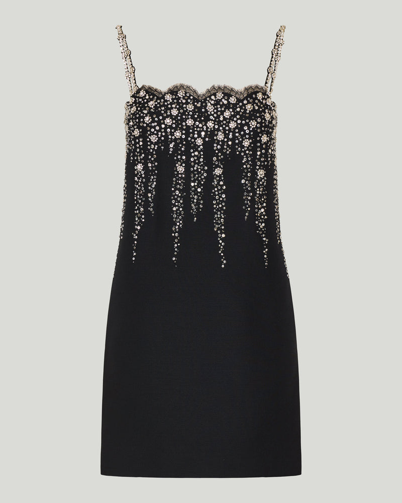 Valentino Embroidered Crepe couture mini dress