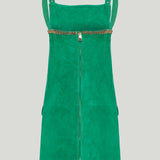 Versace Embroidered suede mini dress
