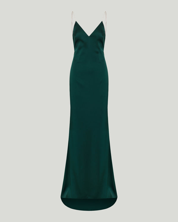 Tom Ford Metallic-trim open-back evening gown