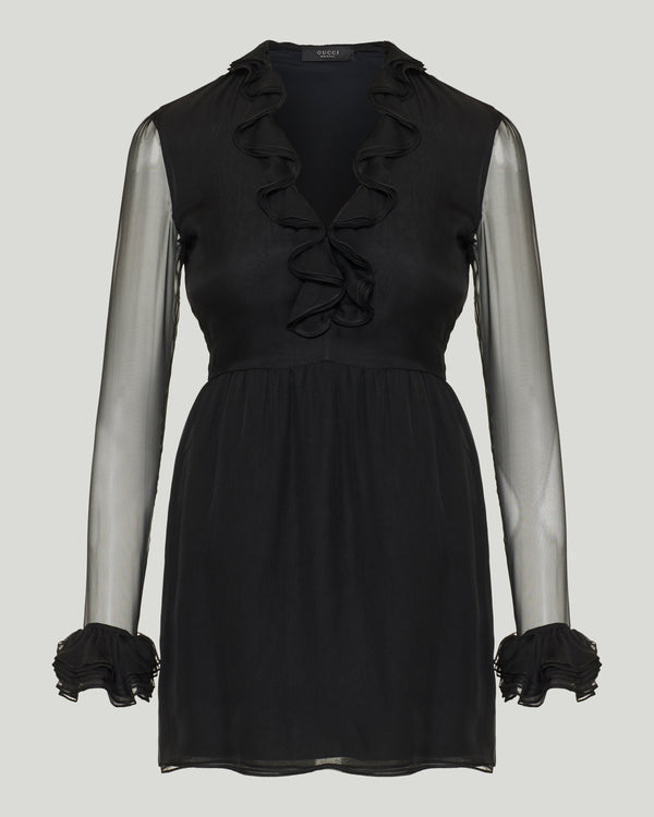 Gucci Silk ruffle mini dress
