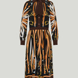 Gucci Printed silk chemisier midi dress