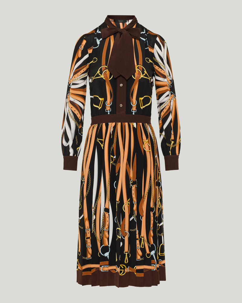 Gucci Printed silk chemisier midi dress