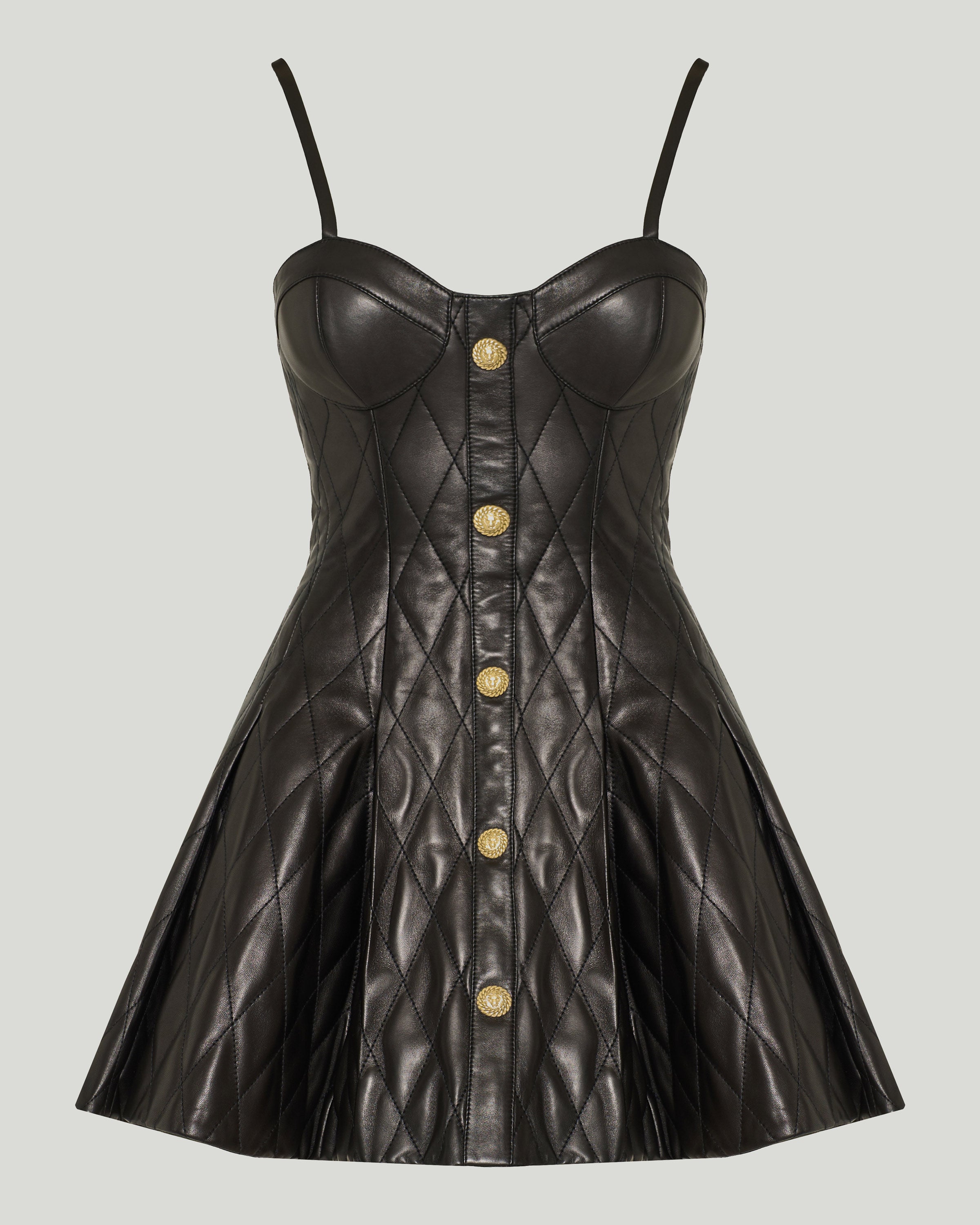 Balmain Quilted leather mini dress – Luisa World