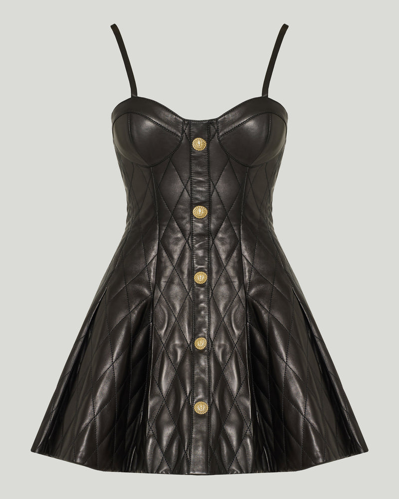 Balmain Quilted leather mini dress