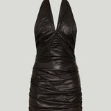 Balmain Ruched leather mini dress