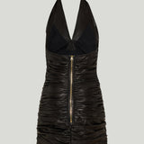 Balmain Ruched leather mini dress