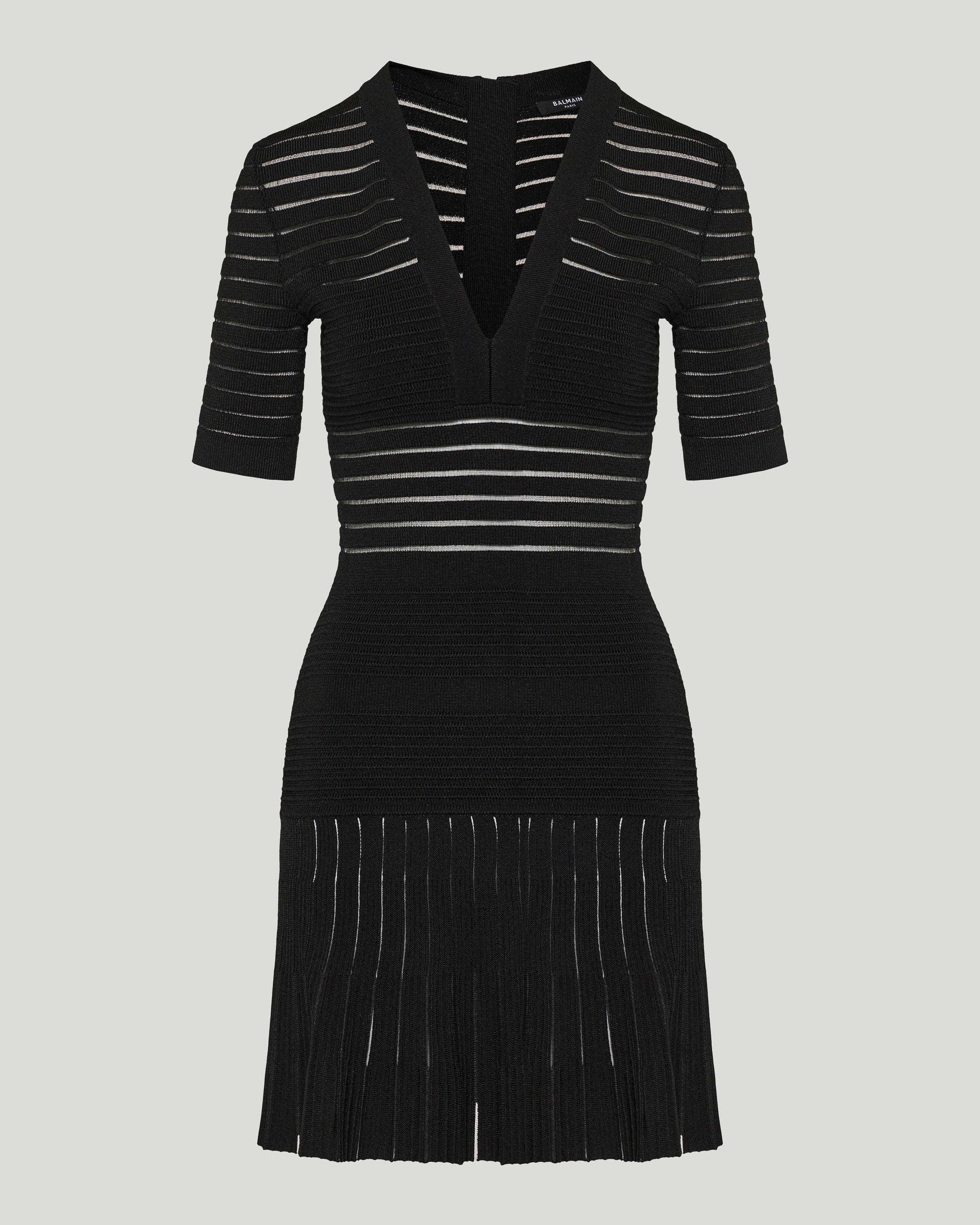 Balmain V-neck knit mini dress – Luisa World