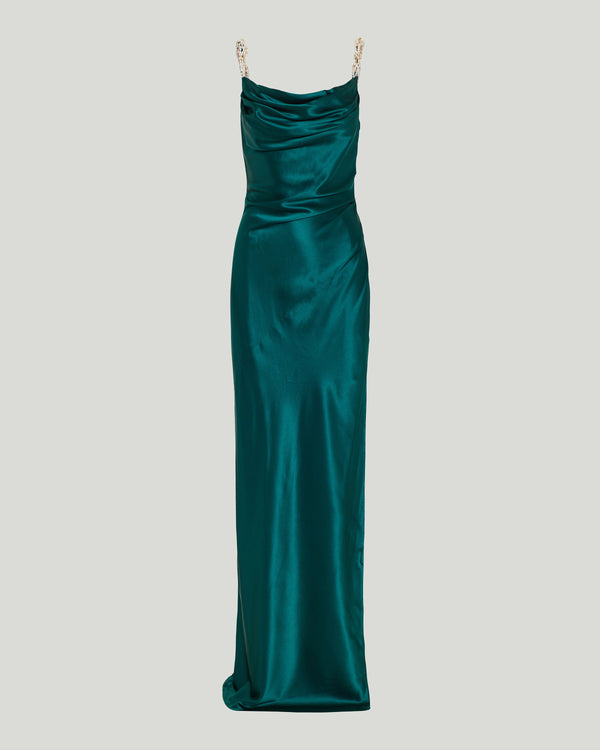 Balmain Embroidered strap silk gown